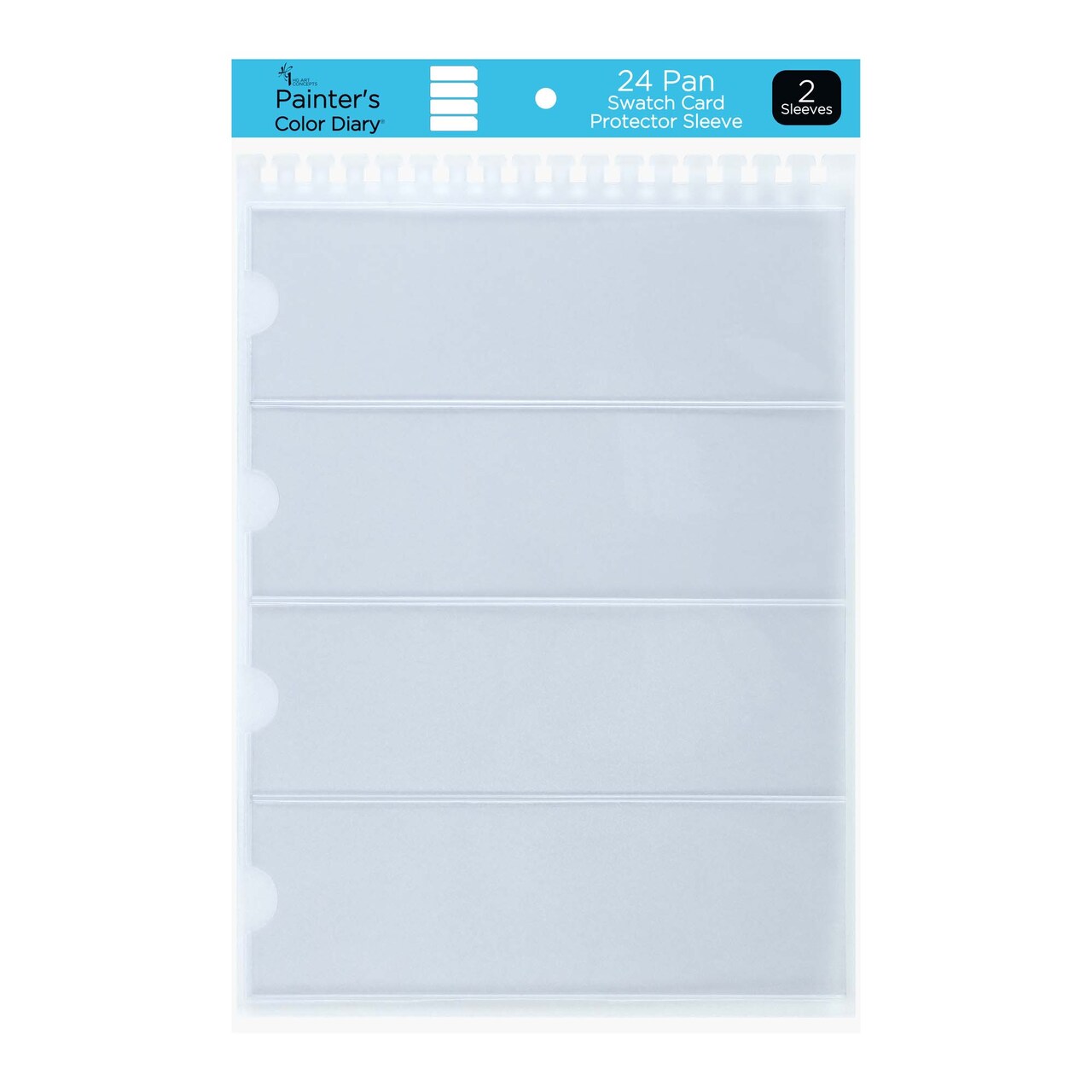 HG Art Concepts Painters Color Diary Swatch Card Protector Sleeves - Pack of 2, Size 24, 4 Card Pockets Per Sleeve, Clear Polypropylene, Fit Size 24 Swatches